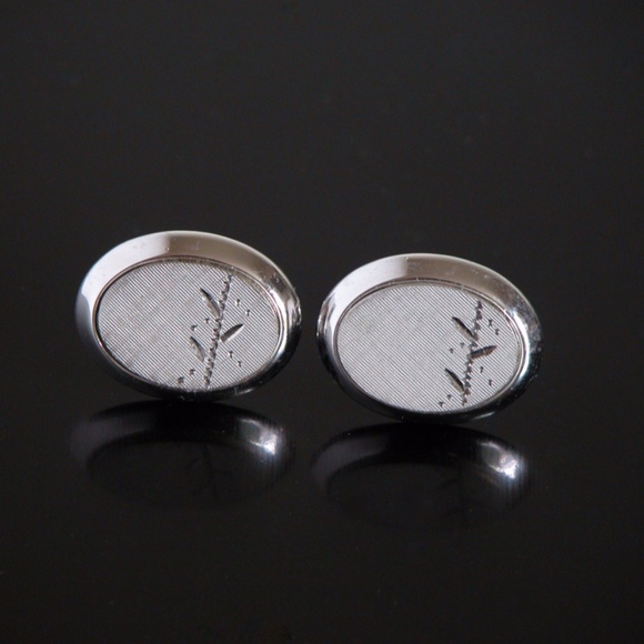 Vintage Modern Swank Cufflinks Silver Tone Etched - Picture 1 of 4